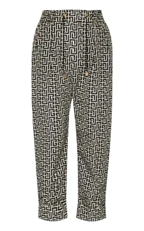 Monogram Print Cropped Track Pants