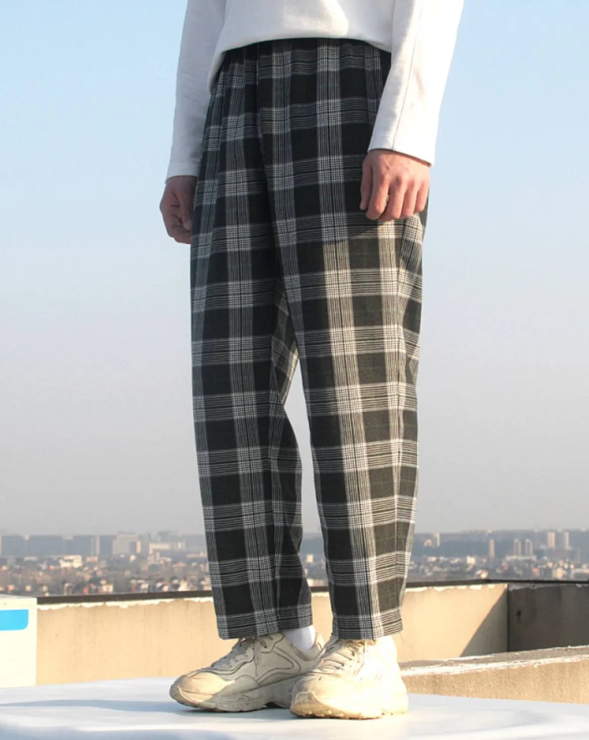 MultiColoured Checked Elastic Waistband Trousers