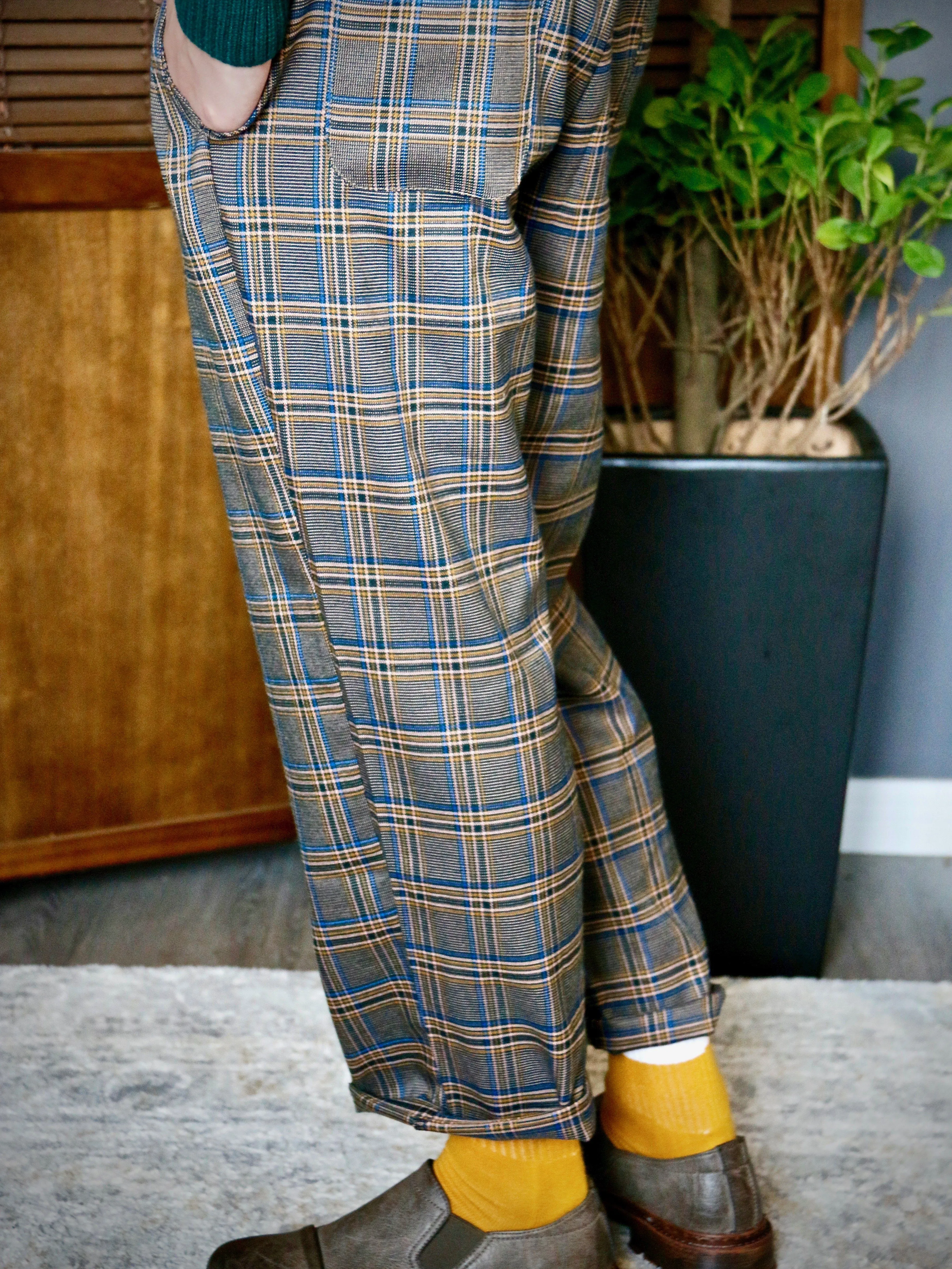 MultiColoured Checked Elastic Waistband Trousers