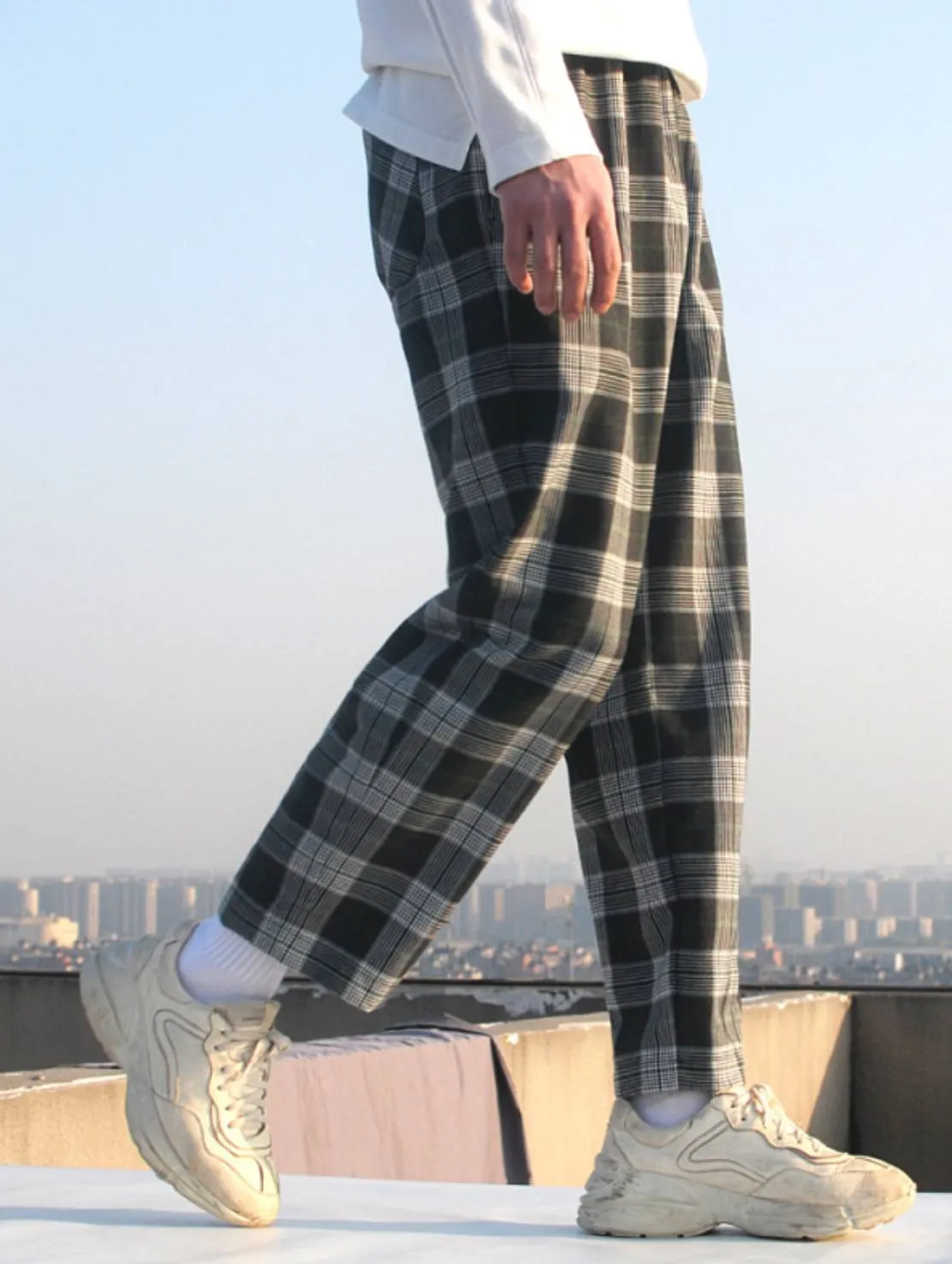 MultiColoured Checked Elastic Waistband Trousers