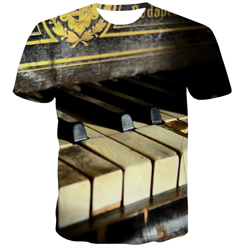 Music T-shirt Men Instrument Shirt Print Retro T shirts Funny Electronic T-shirts 3d