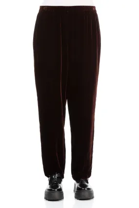 Narrow Cinnamon Silk Velvet Trousers