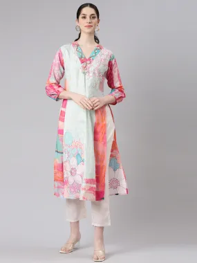 Neerus Women Multi Straight Kurta and Trousers