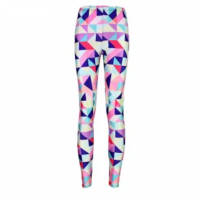 Neon Nation Multi Color Geometrical Square 3D Print Pattern Leggings Pants