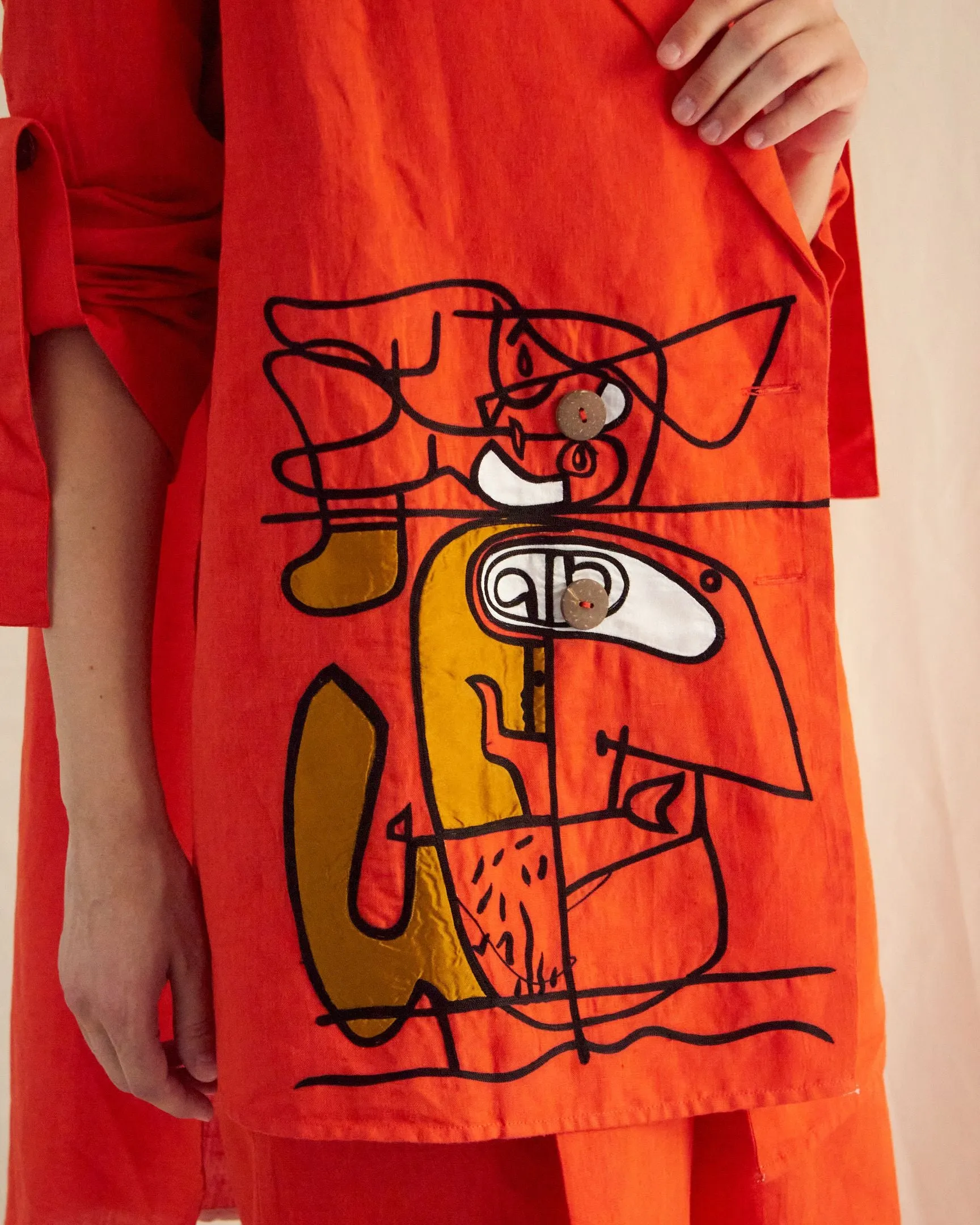 ORANGE LINEN FACE OVERSIZED CO-ORD SET