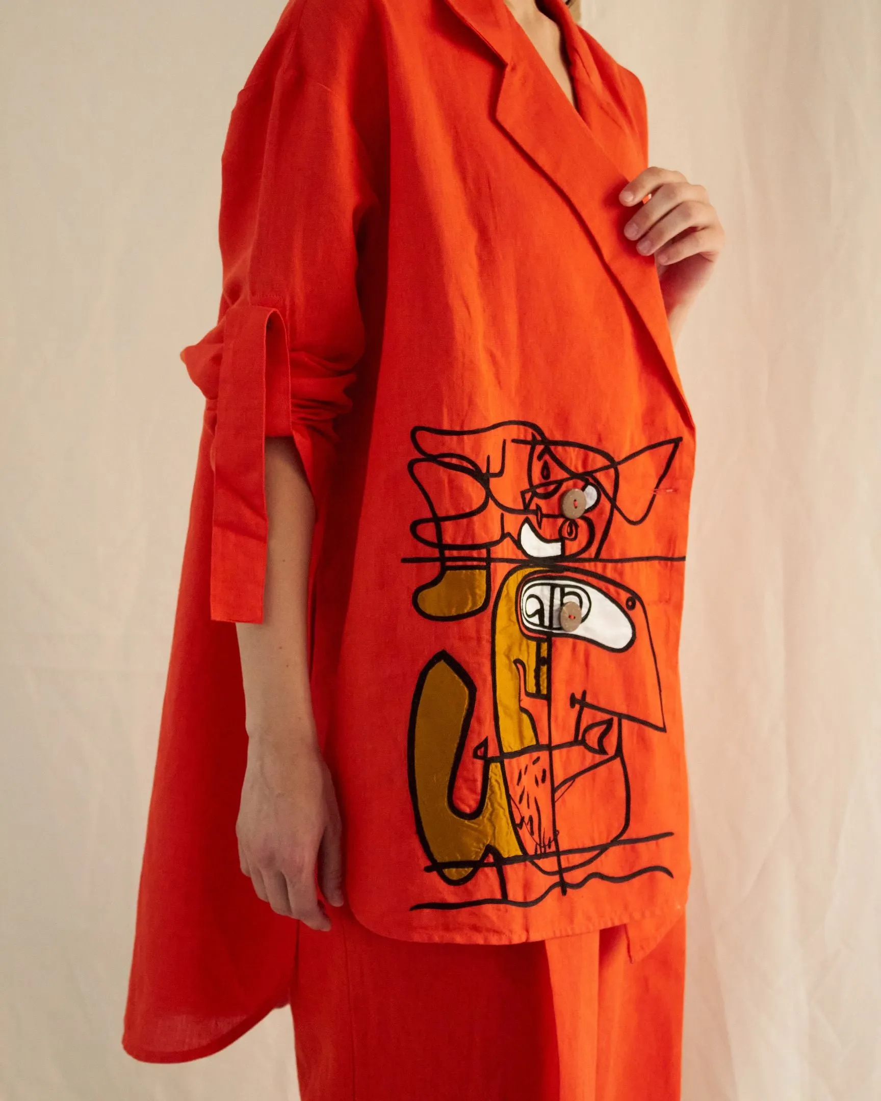 ORANGE LINEN FACE OVERSIZED CO-ORD SET