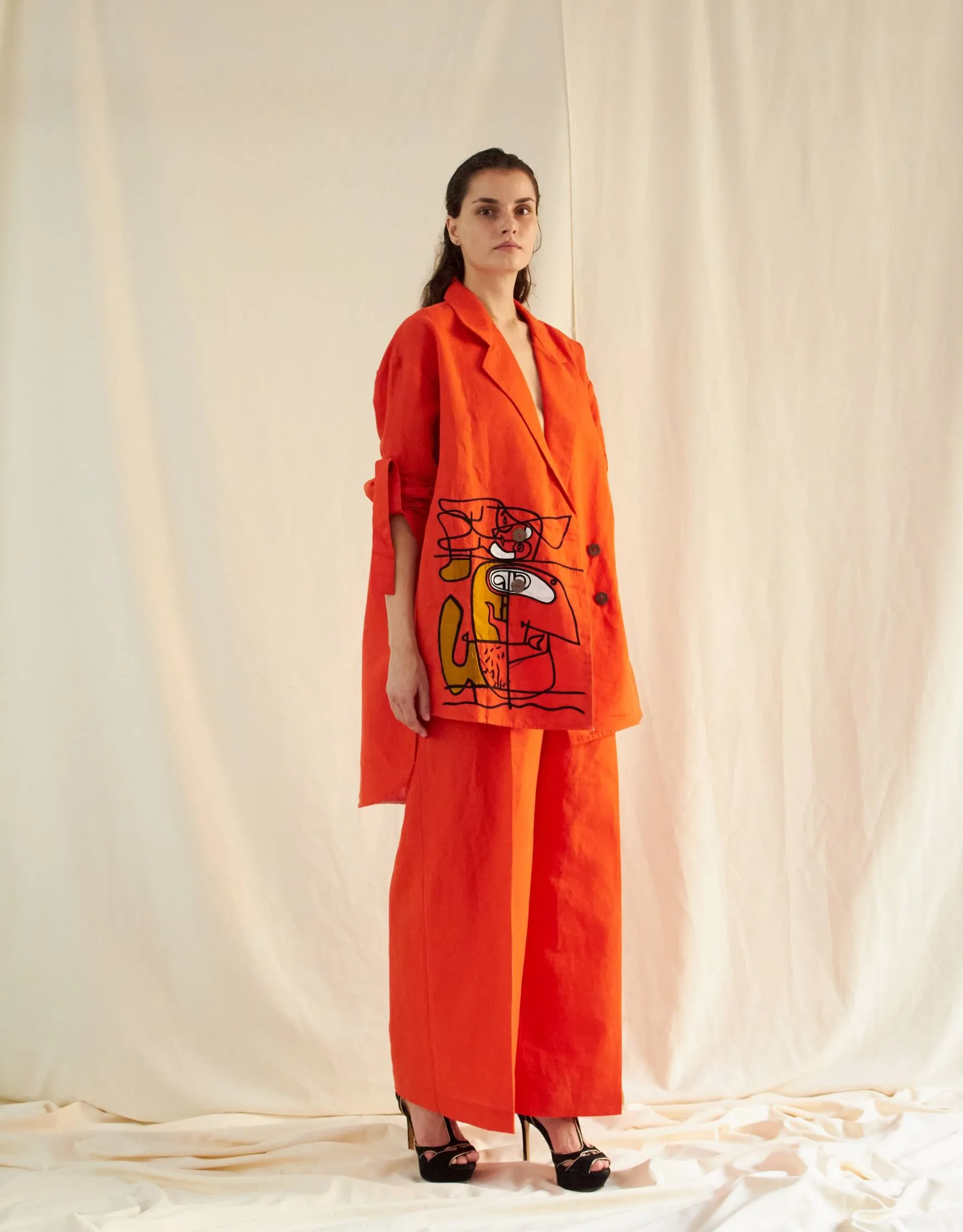 ORANGE LINEN FACE OVERSIZED CO-ORD SET