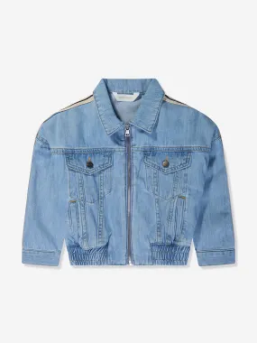 Palm Angels Girls Overlogo Track Chambray Jacket in Blue