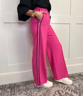 Pink Side Stripe Wide Leg Trousers