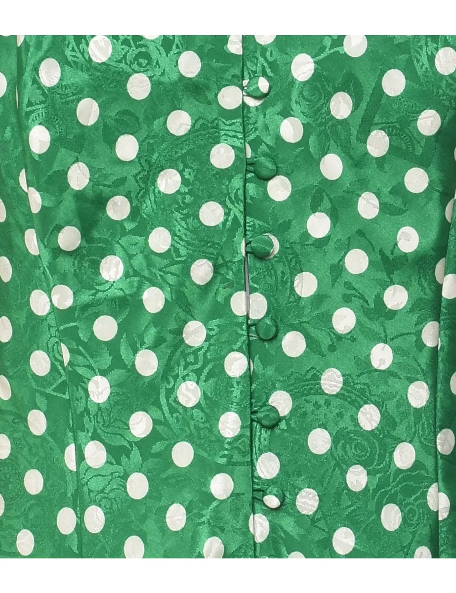 Polka Dot Design Green & Off-White Victoria's Secret Slip Dress - L