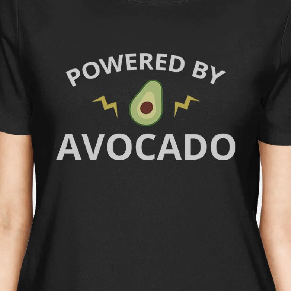 Powered By Avocado Women's Black Round Neck Cotton Graphic T Shirt