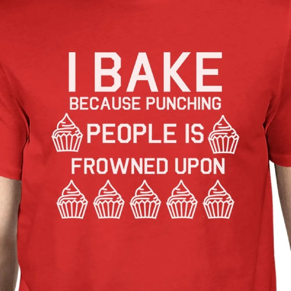 Punching People Is Frowned Upon Man Red T-shirts Funny T-shirt