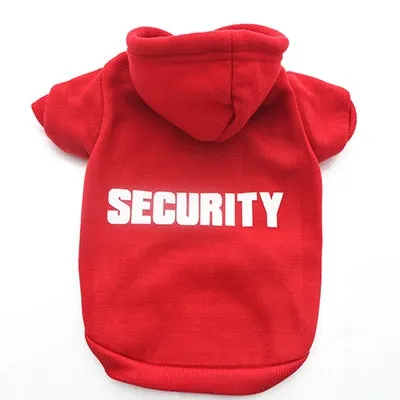 "Security" Print Pet Coat Hoody Sweater