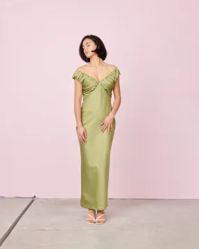 RAQUEL SATIN GOWN OLIVE