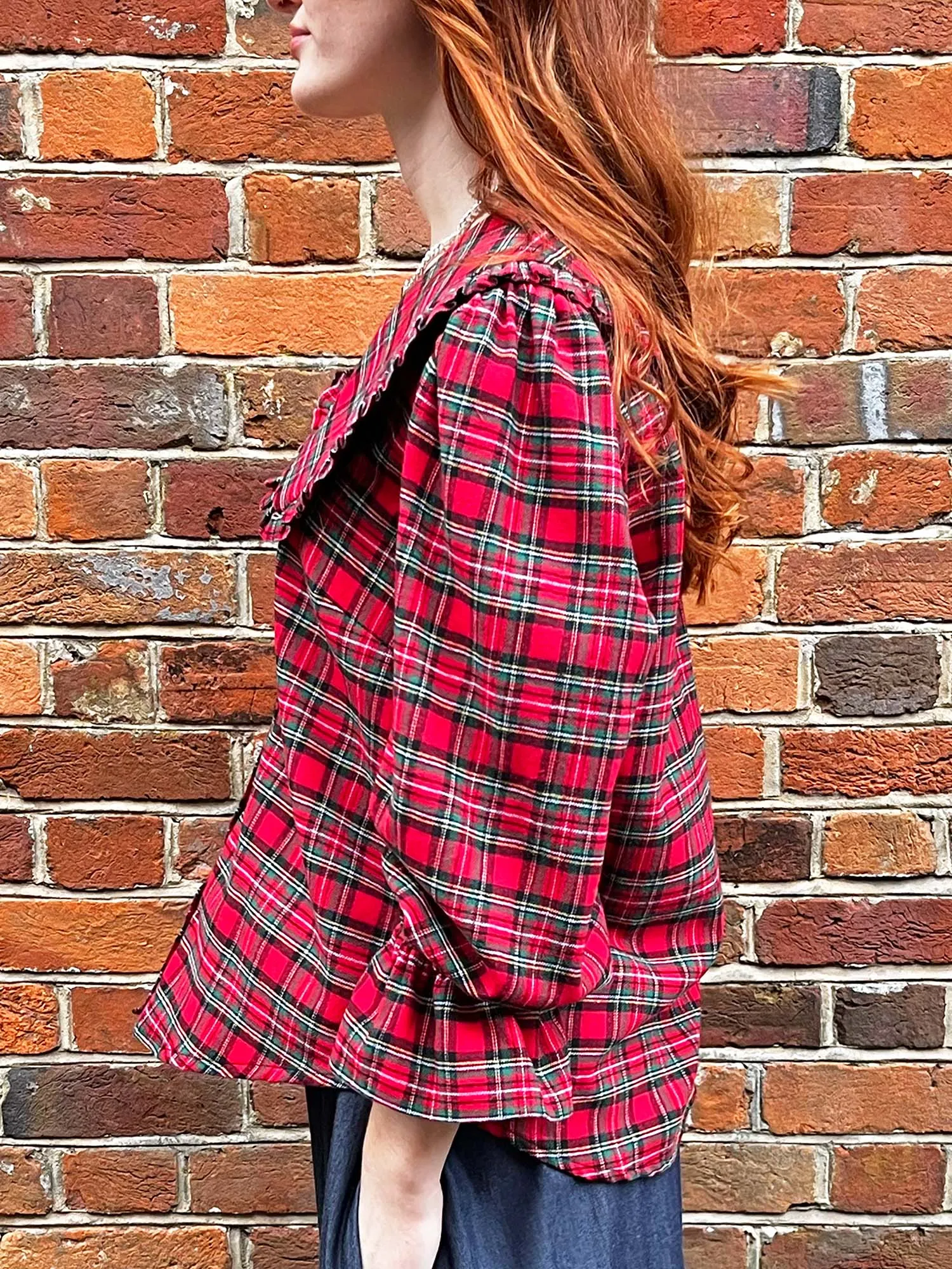 Red Tartan Collar Luna Blouse