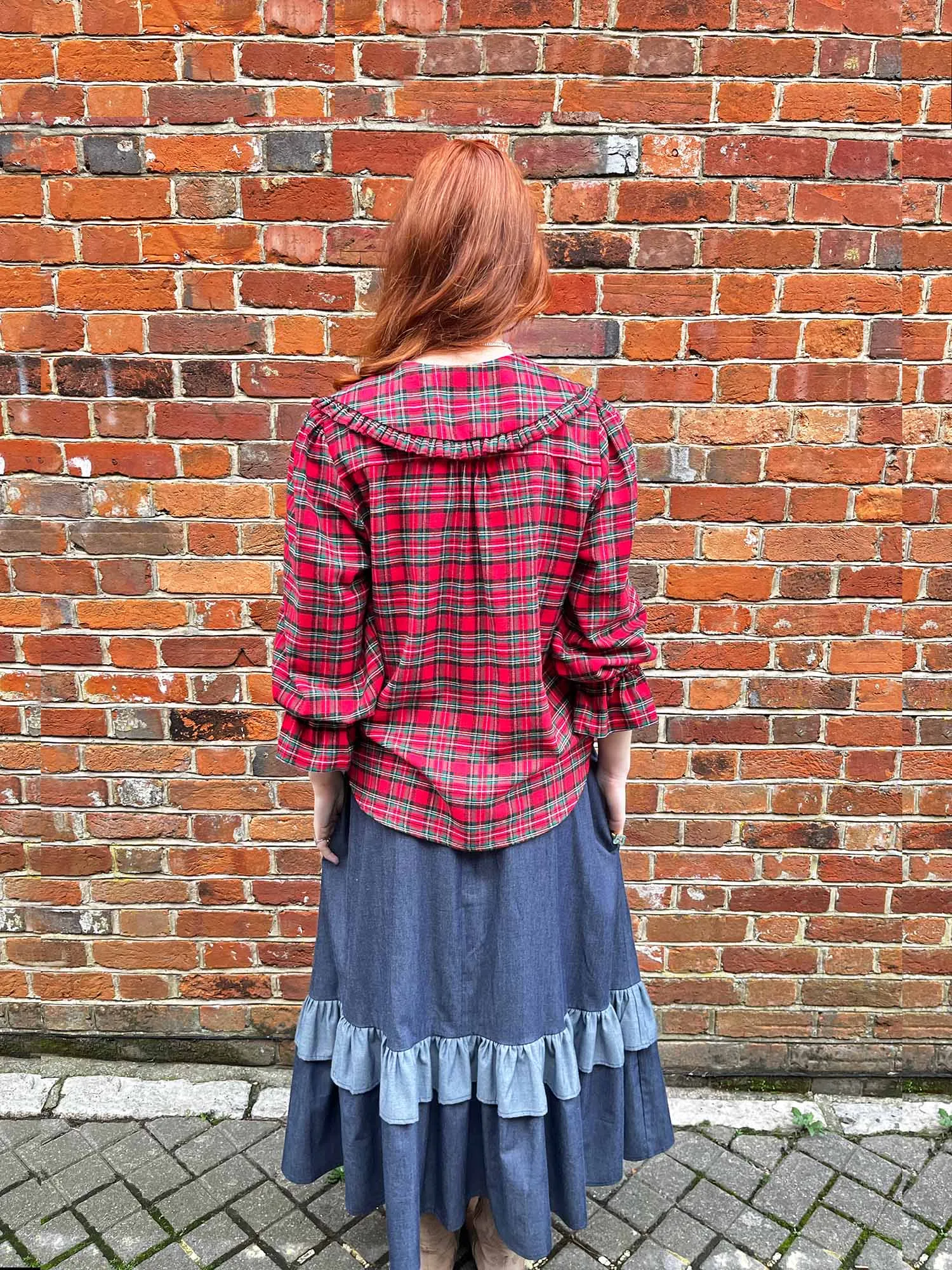 Red Tartan Collar Luna Blouse