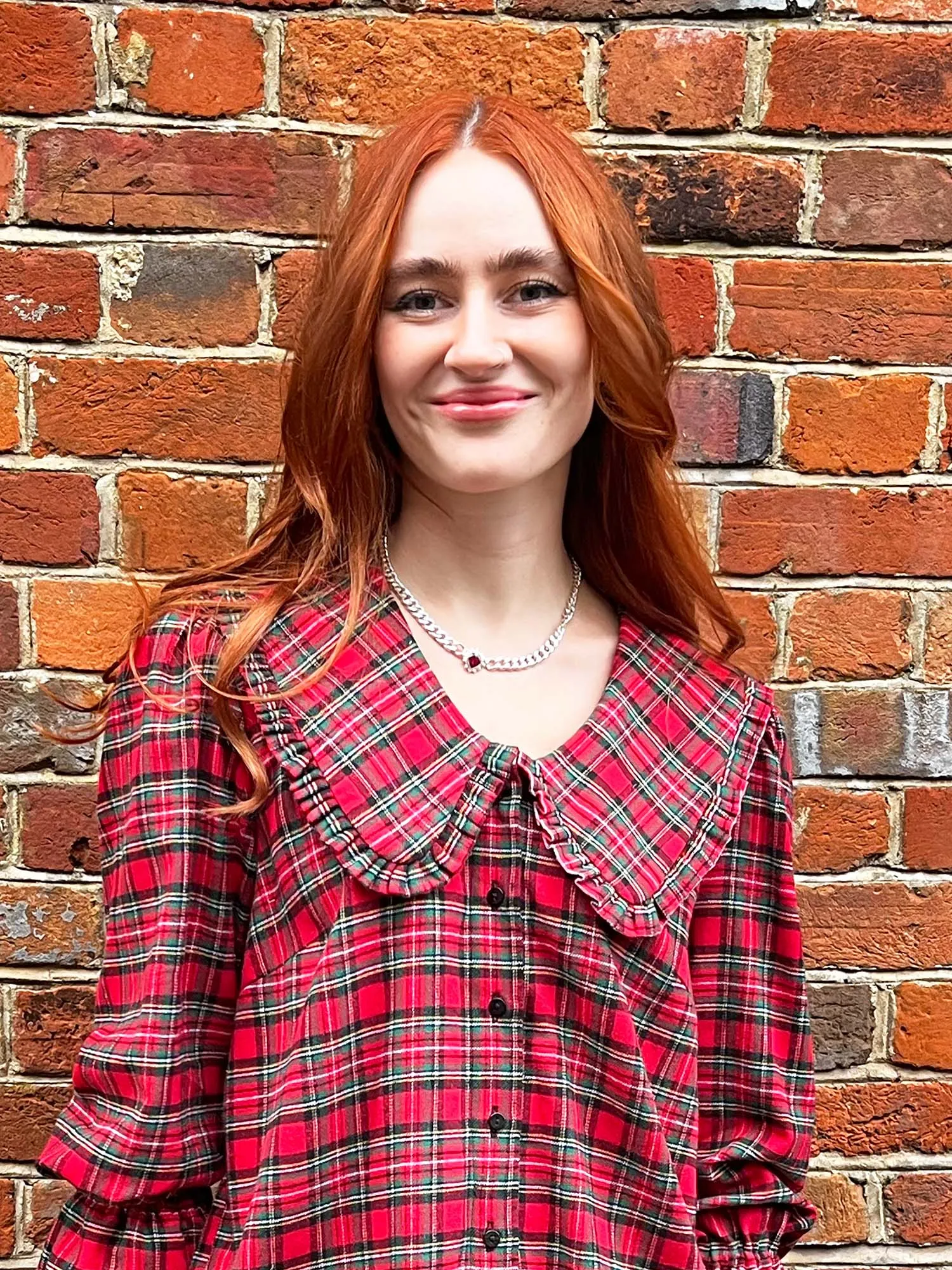 Red Tartan Collar Luna Blouse