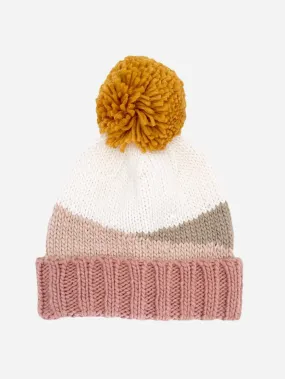 Rose Pink Sunset Pom Beanie Hat