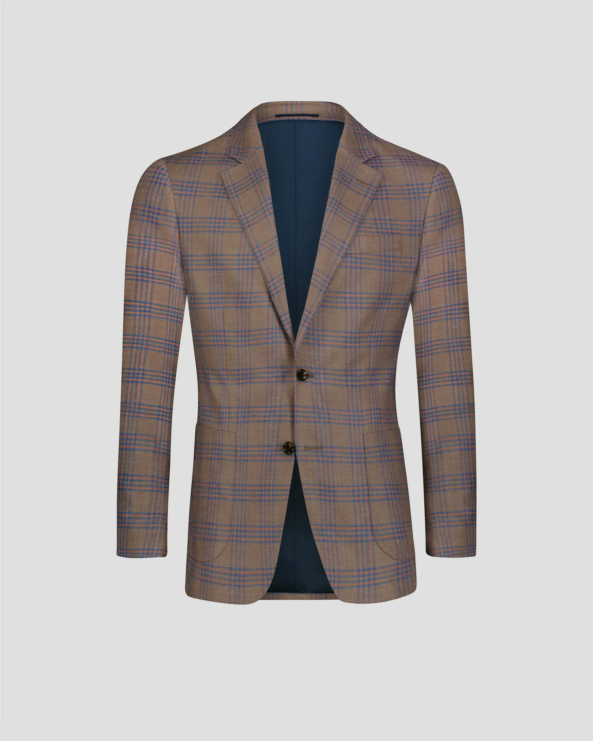 SG Single Breasted Blazer – Khaki   Orange Plaid