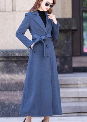 Single breasted wool coat in blue 246701