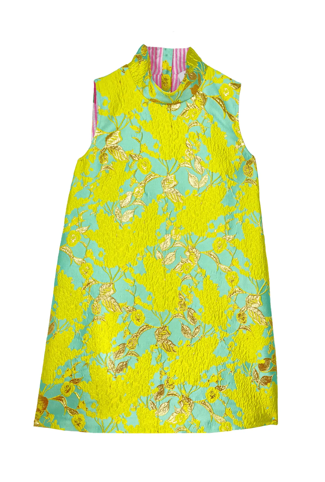 Sleeveless Mod Dress - Chartreuse Brocade