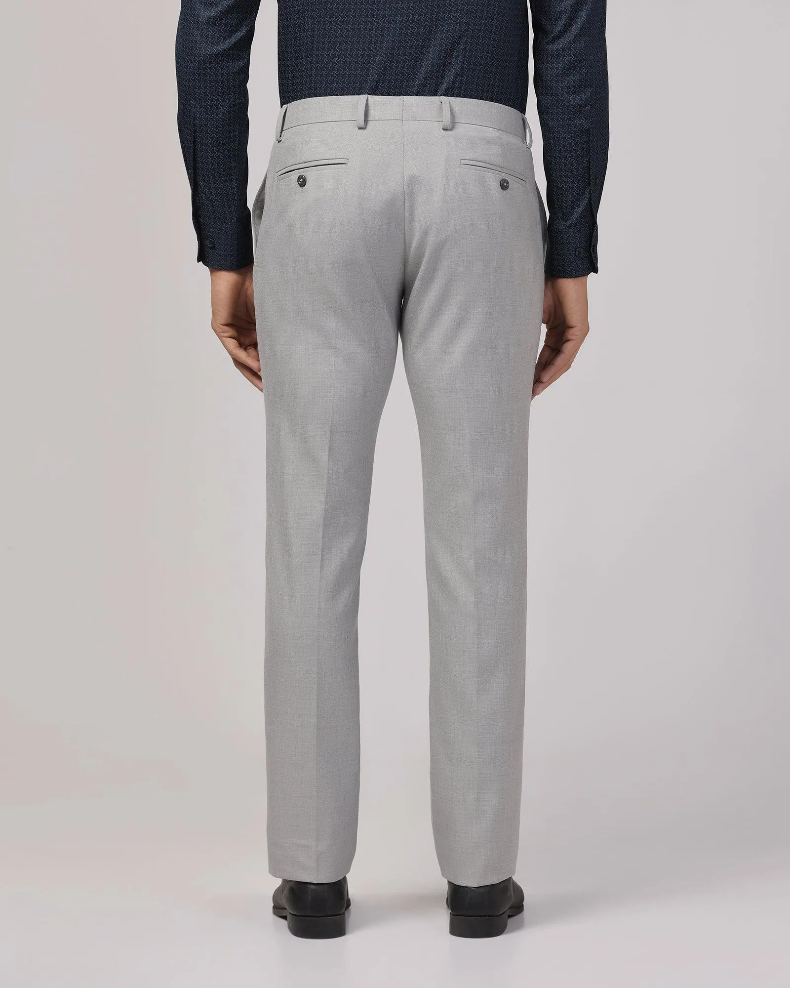 Slim Fit B-91 Formal Grey Textured Trouser - Zing