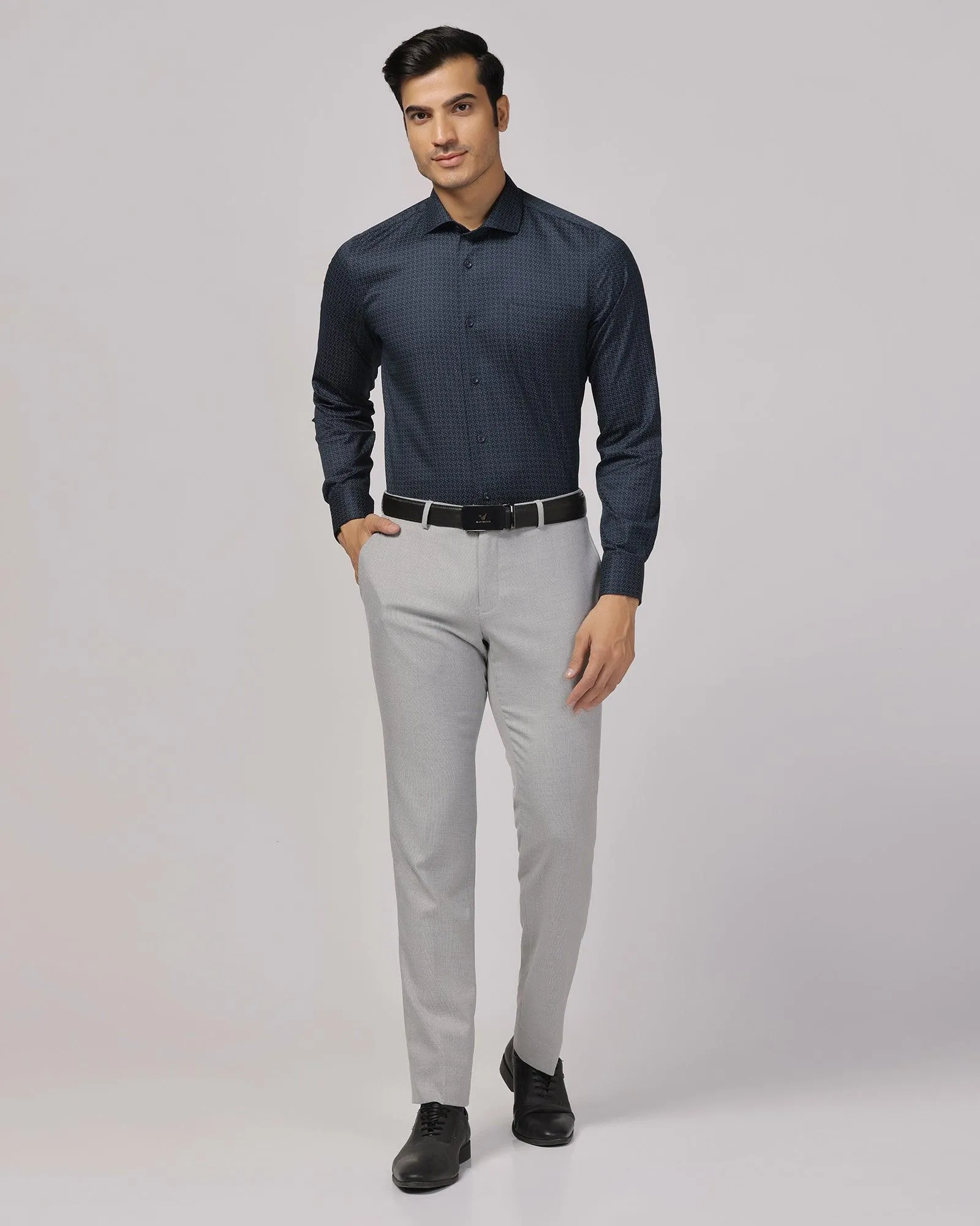 Slim Fit B-91 Formal Grey Textured Trouser - Zing