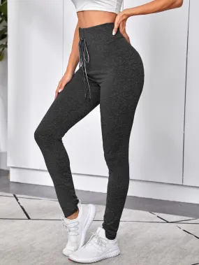 Sporty Plain Knot Long Women Leggings