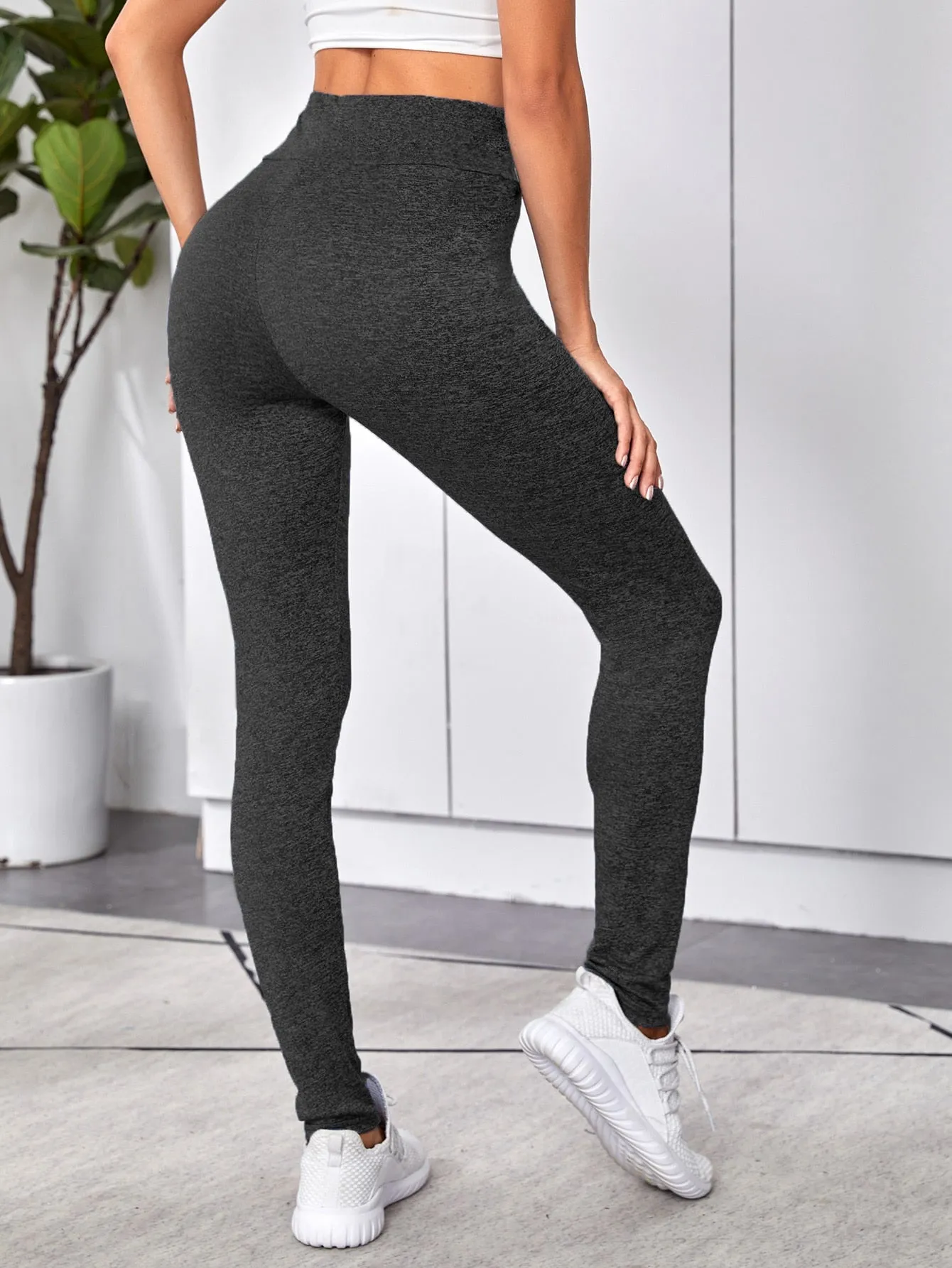 Sporty Plain Knot Long Women Leggings