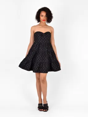 Spot Jacquard Bardot Mini Dress