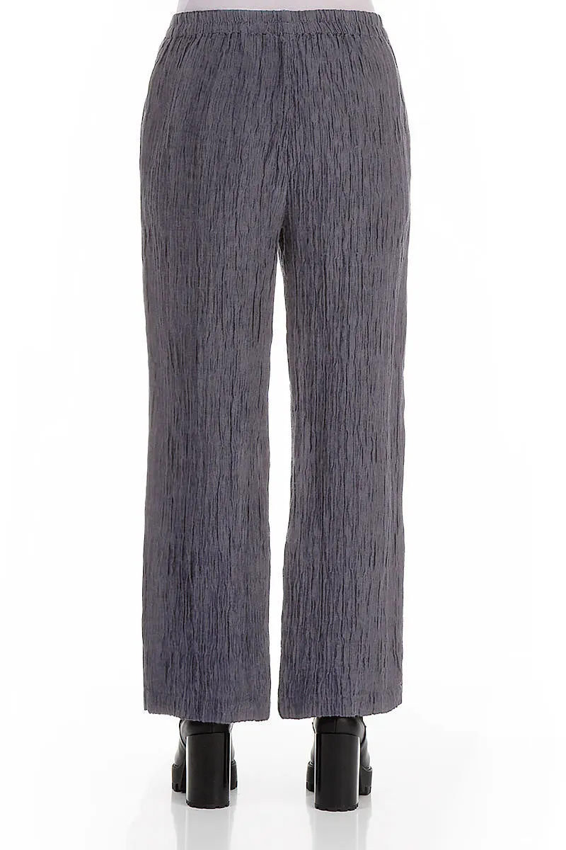 Straight Crinkled Iron Silk Trousers