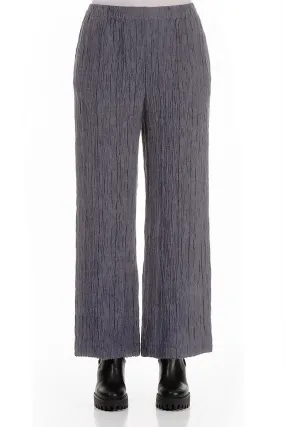 Straight Crinkled Iron Silk Trousers