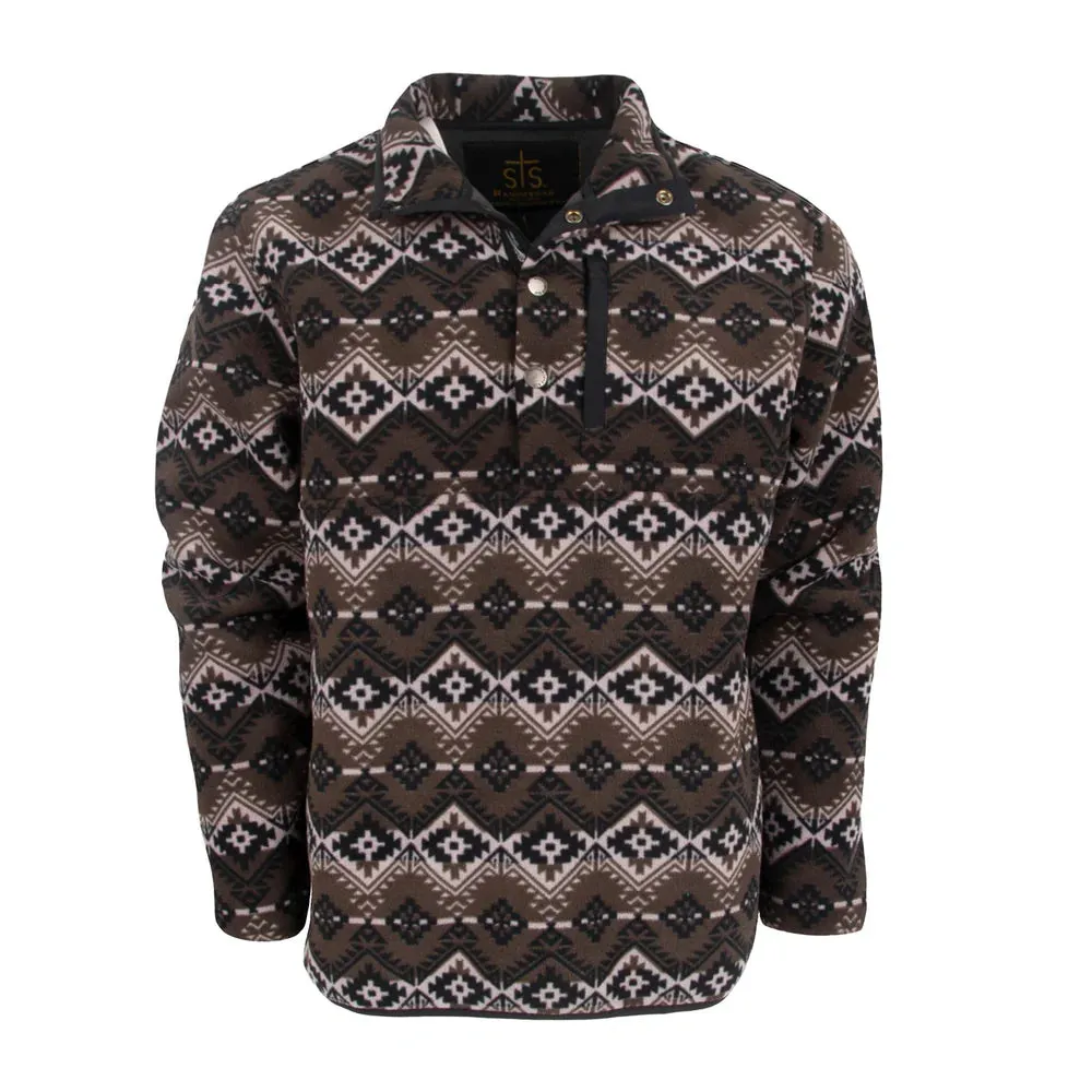 STS Ranchwear Men's Wren Black Aztec Fleece Pullover STS2738