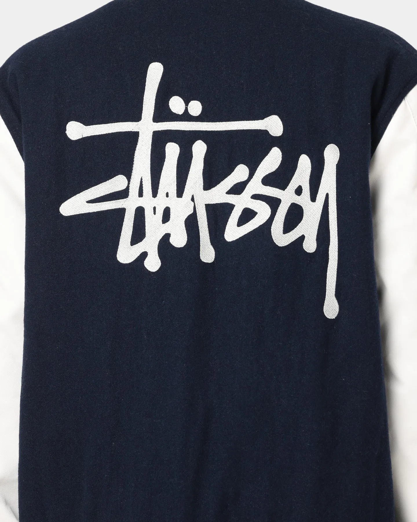 Stussy World Tour Varsity Jacket Navy/White