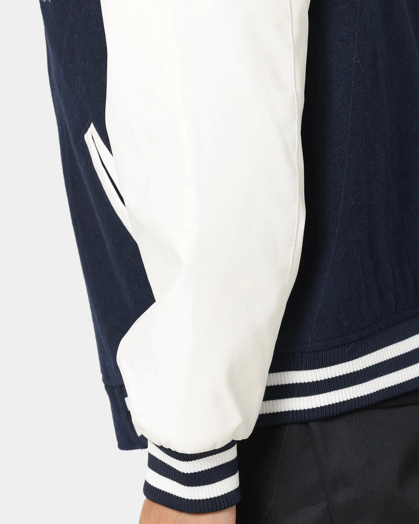 Stussy World Tour Varsity Jacket Navy/White