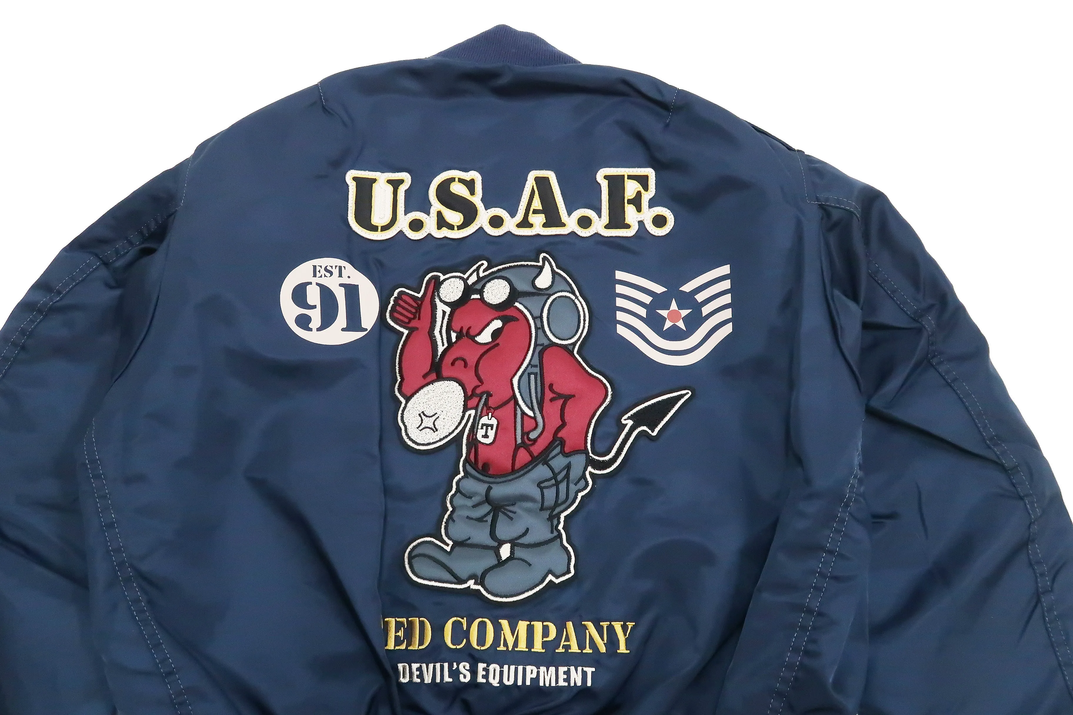 Tedman Lightweight Jacket Men's L-2 Flight Jacket Lucky Devil Custom Nylon Bomber Jacket TL2-190 Navy-Blue