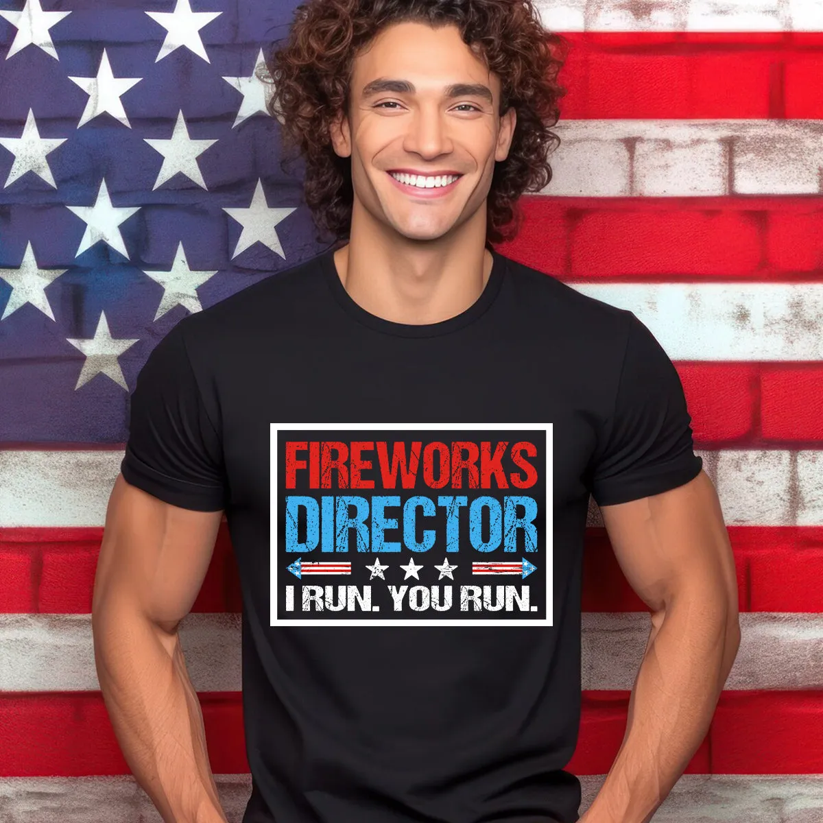 Teesdily | Fireworks Director I Run You Run Funny Shirt Happy 4Th Of July Graphic Crewneck American Pride Coffee Tea Cup Independence Day Gift Ideas