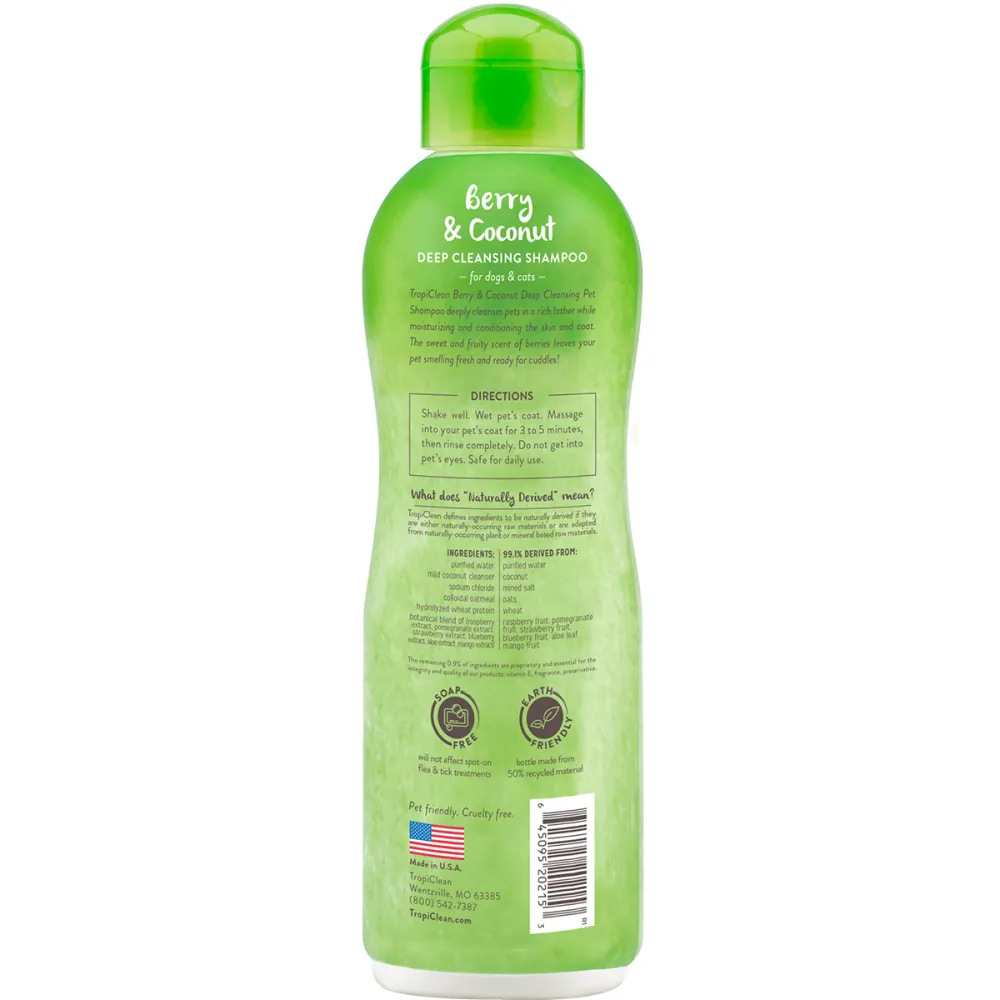 Tropiclean Berry and Coconut Deep Cleaning Shampoo for Dogs and Cats