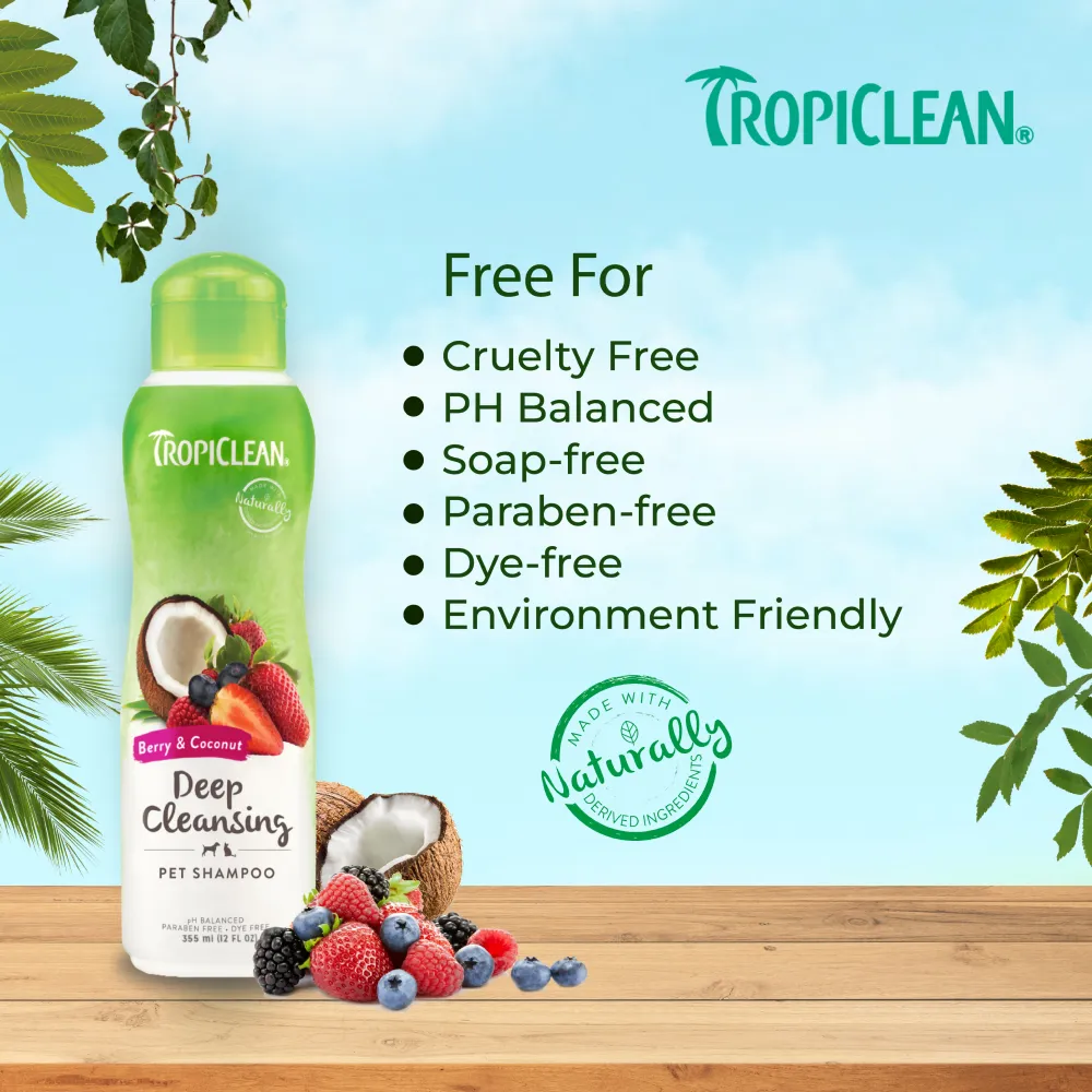 Tropiclean Berry and Coconut Deep Cleaning Shampoo for Dogs and Cats