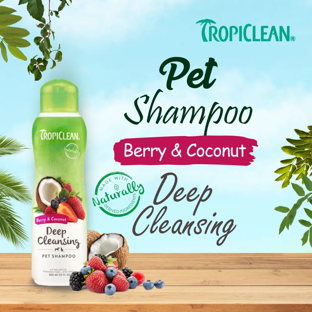 Tropiclean Berry and Coconut Deep Cleaning Shampoo for Dogs and Cats