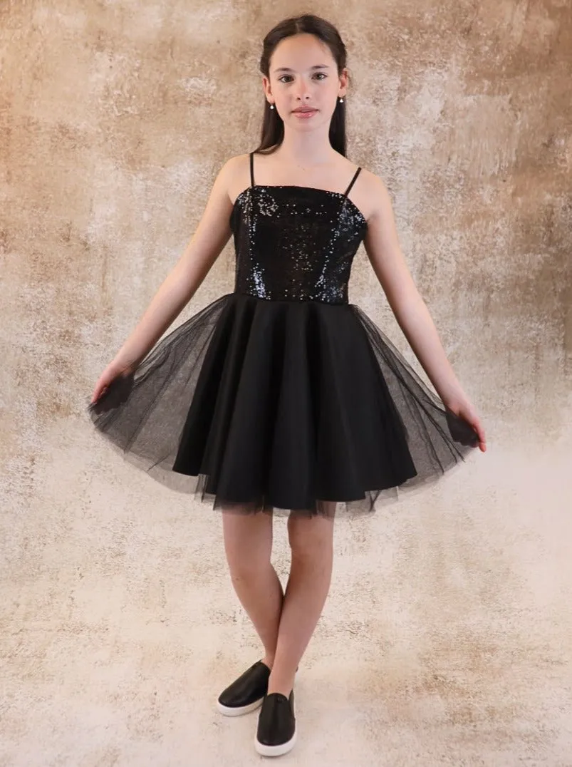 UDT Sequin & Tulle Party Dress w/Straps