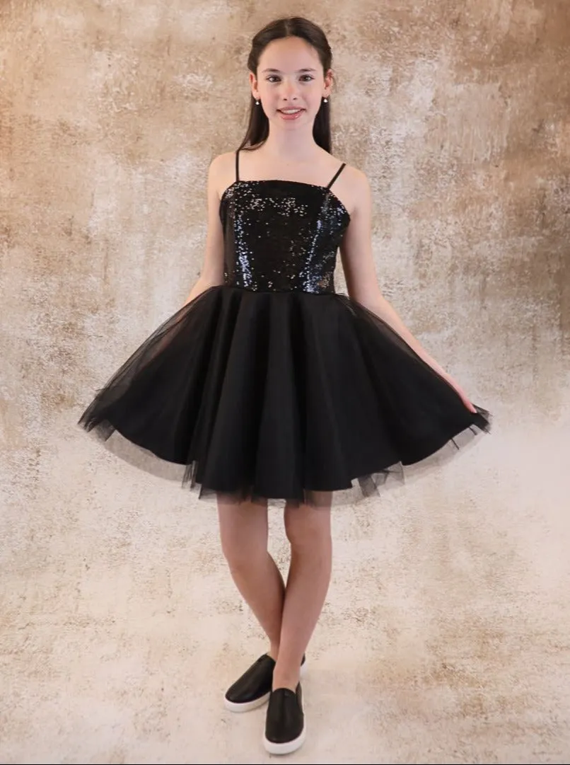 UDT Sequin & Tulle Party Dress w/Straps