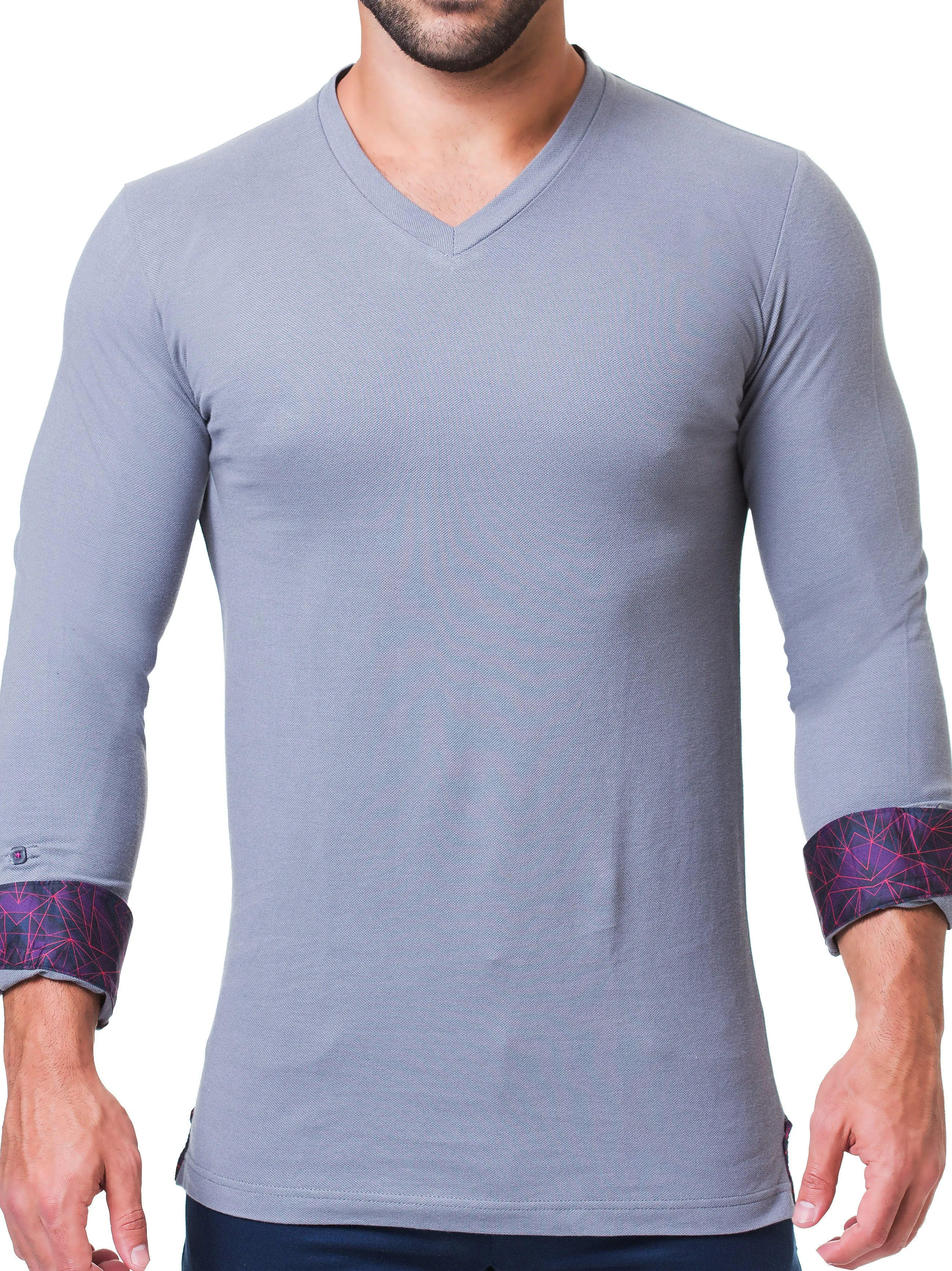 V Neck Edison Matrix Grey