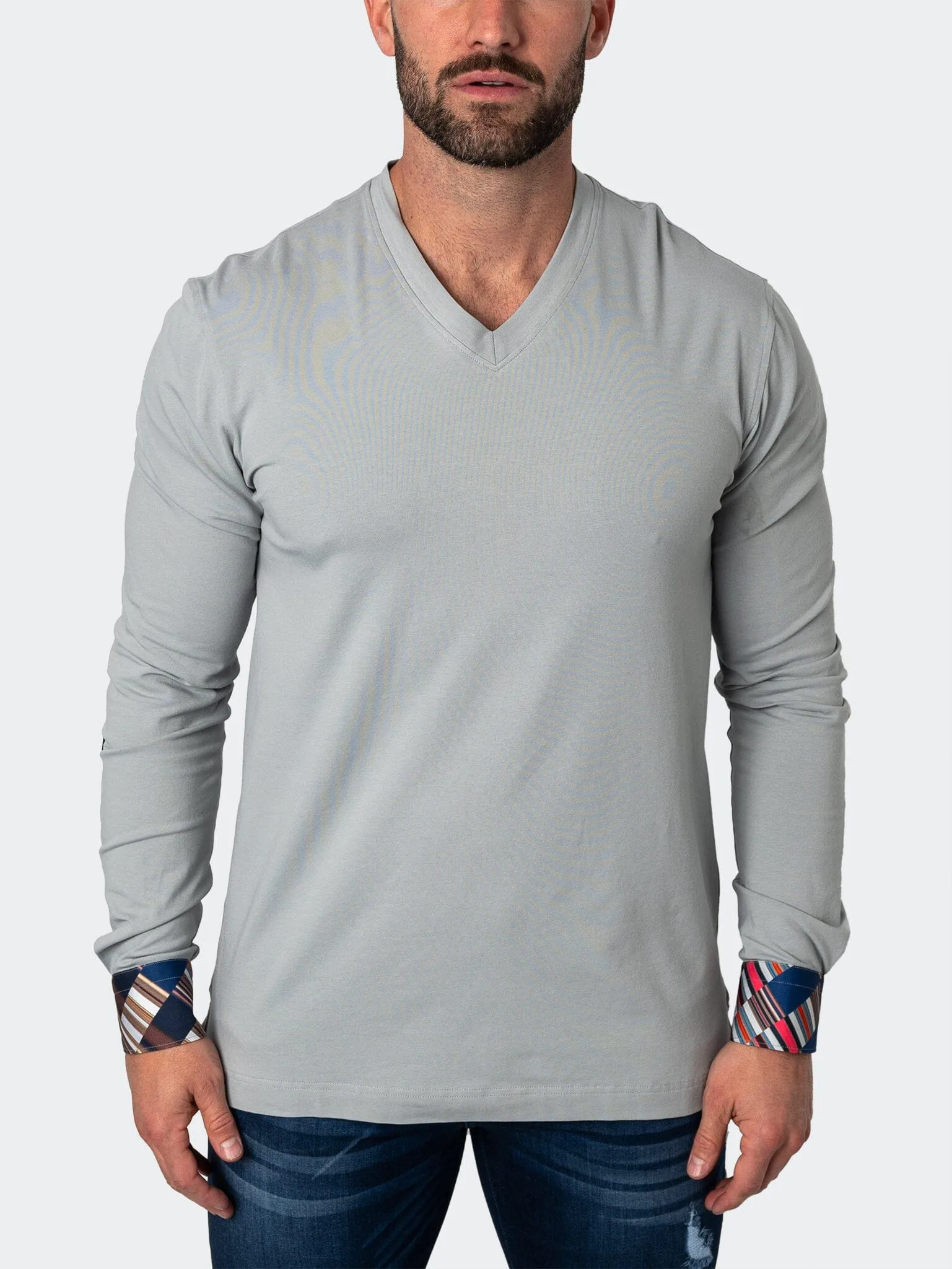 V-Neck EdisonSolidMirage Grey