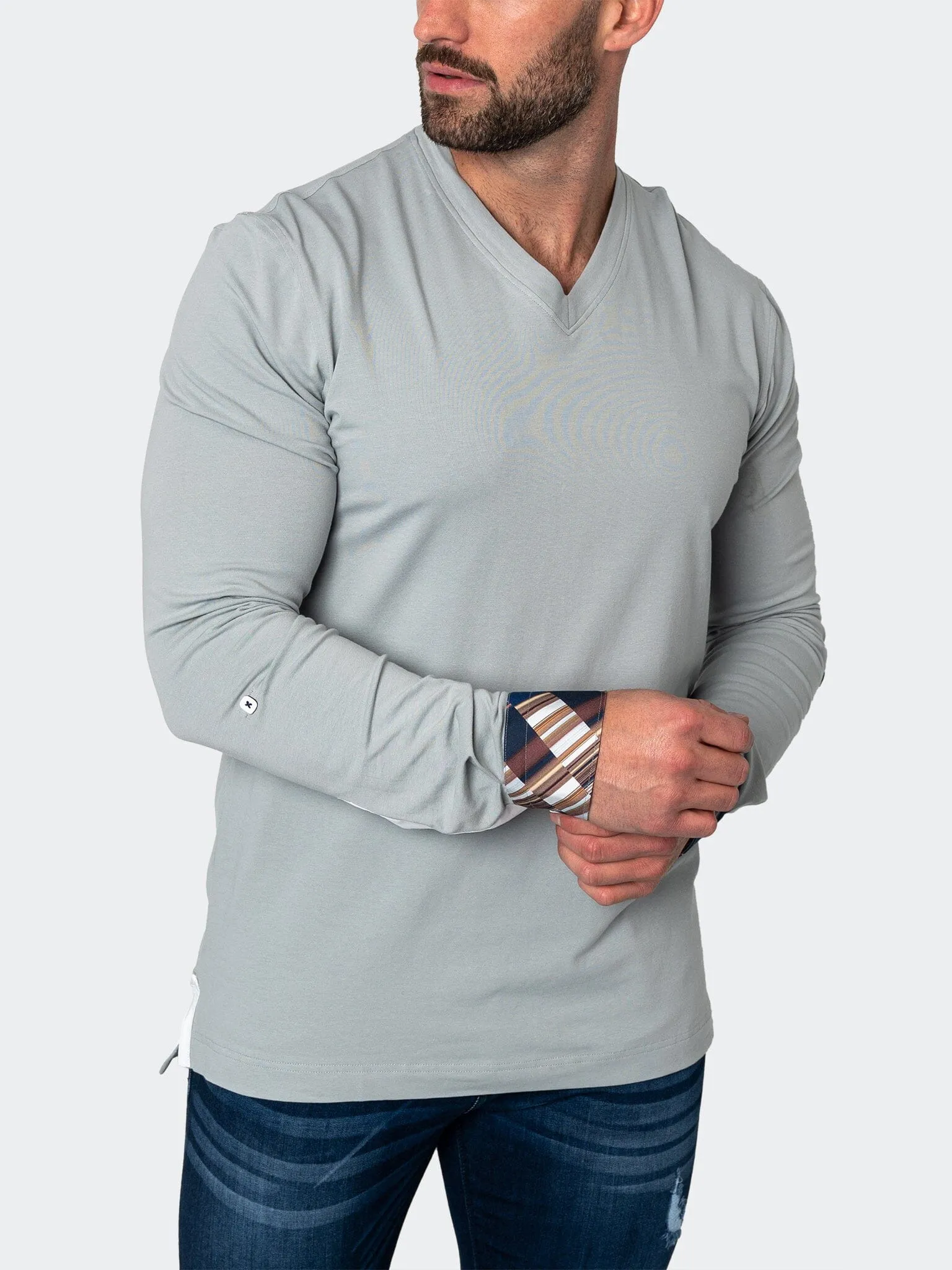 V-Neck EdisonSolidMirage Grey