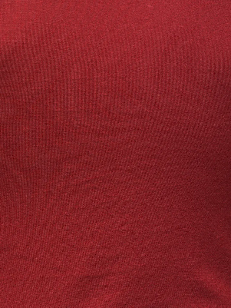 V Neck L Solid Red