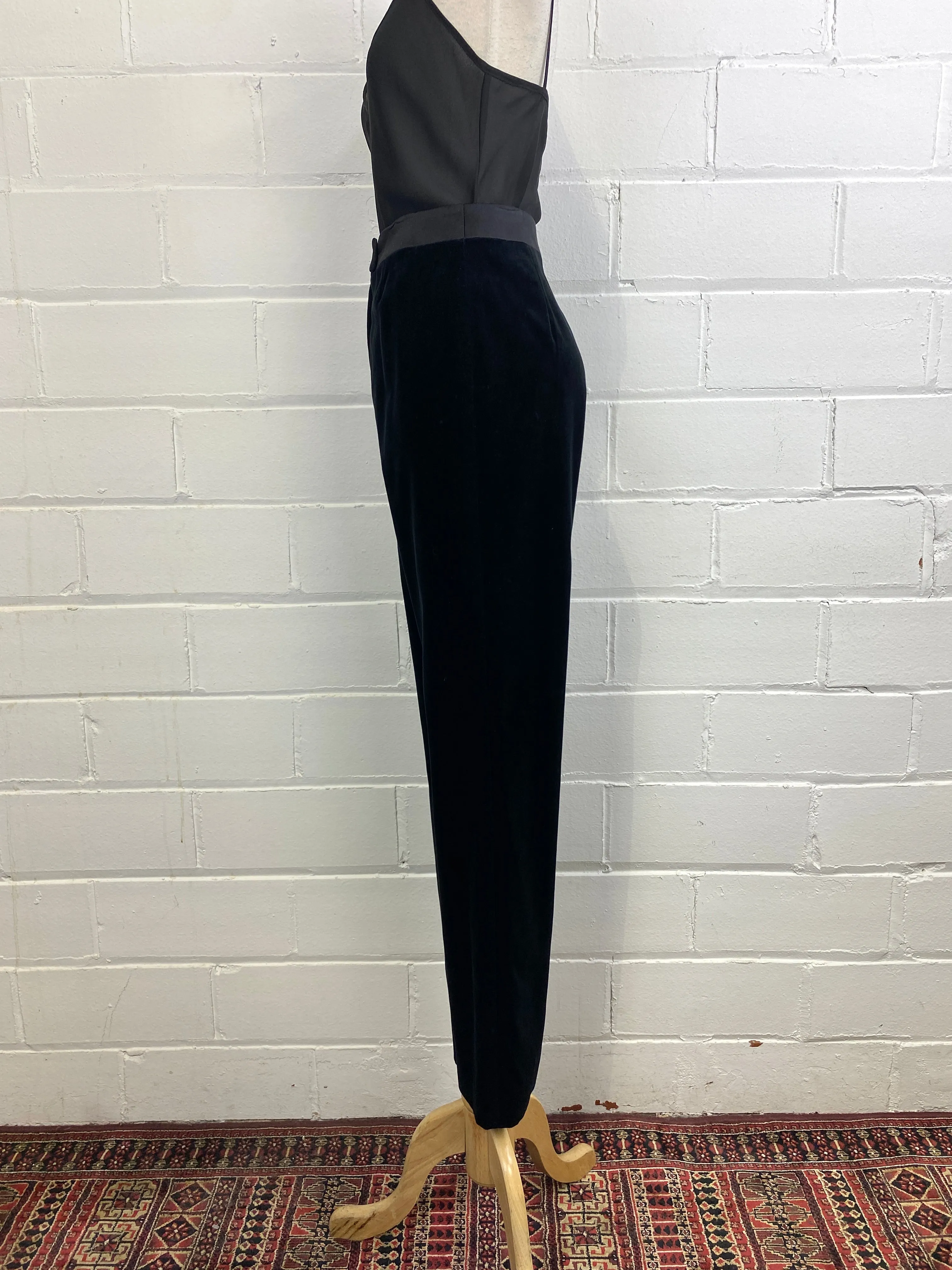 Vintage 1990s Black Velvet Sunny Choi Trousers, W28"