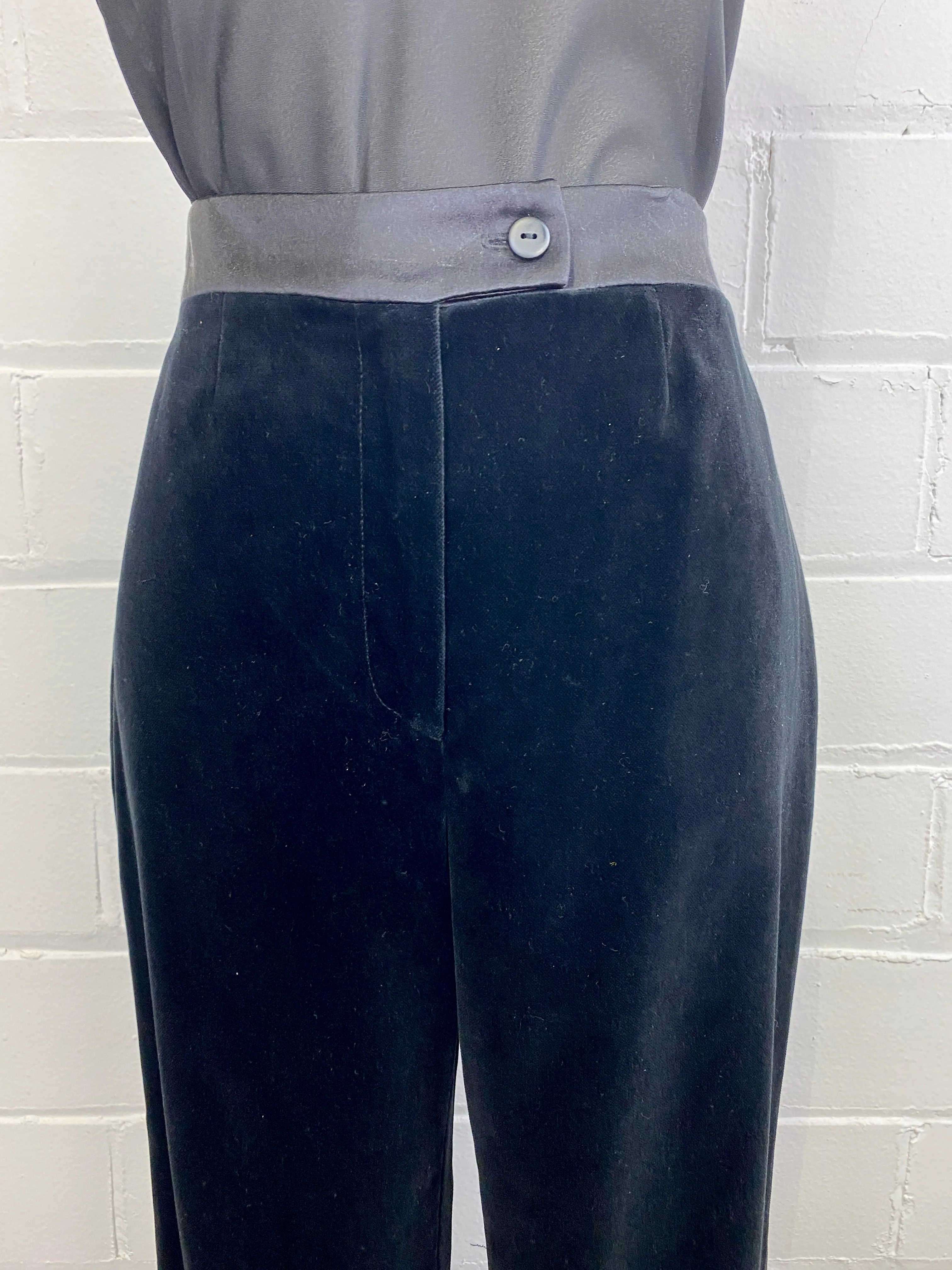 Vintage 1990s Black Velvet Sunny Choi Trousers, W28"