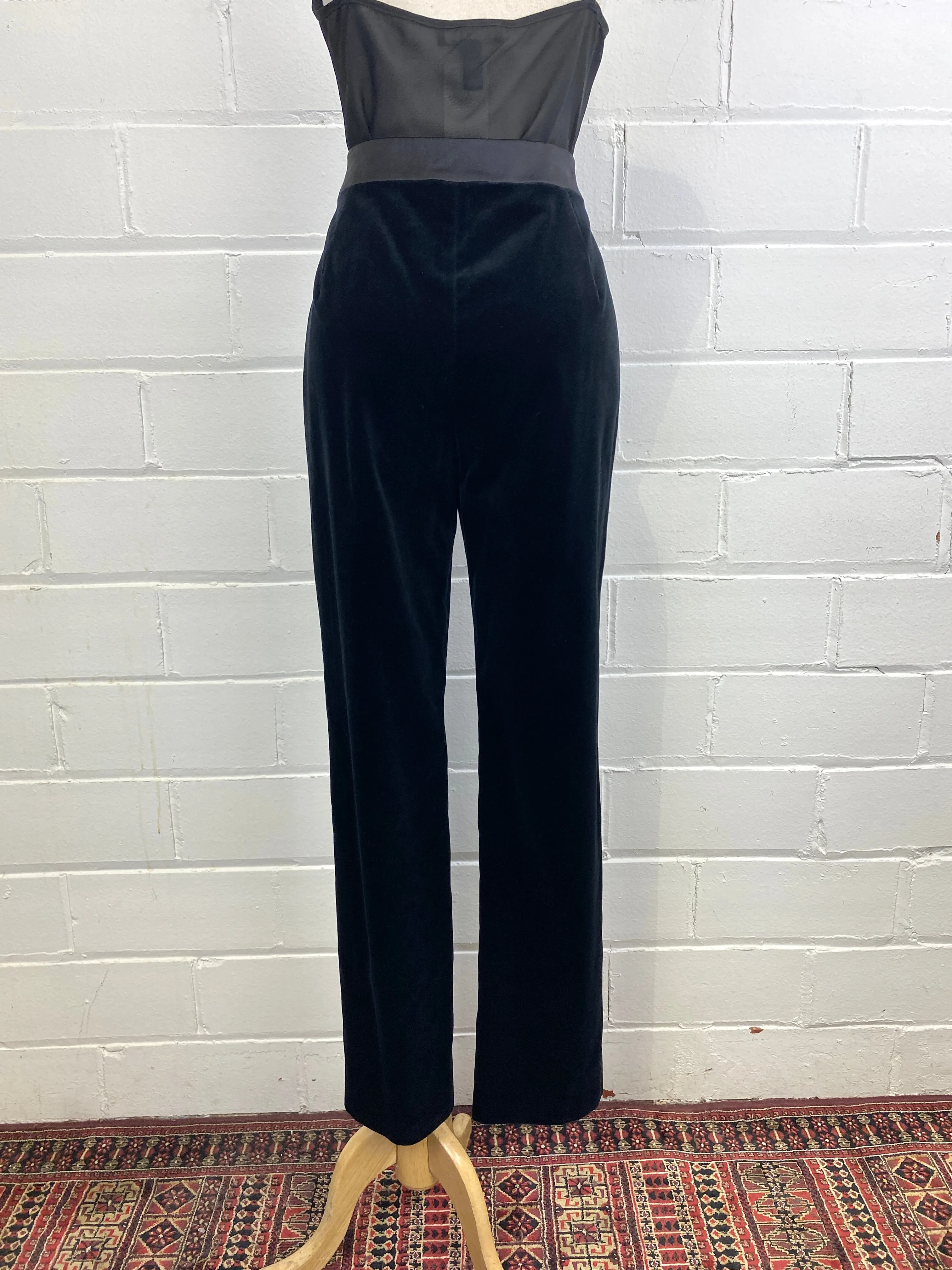 Vintage 1990s Black Velvet Sunny Choi Trousers, W28"