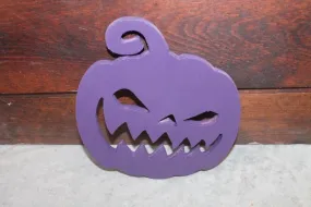 Wooden Jack o lantern Pumpkin Spooky Yard Cut out  Sign Pumpkin Rustic Yard Fall Autumn Decoration Prop Giftable Halloween Purple Face